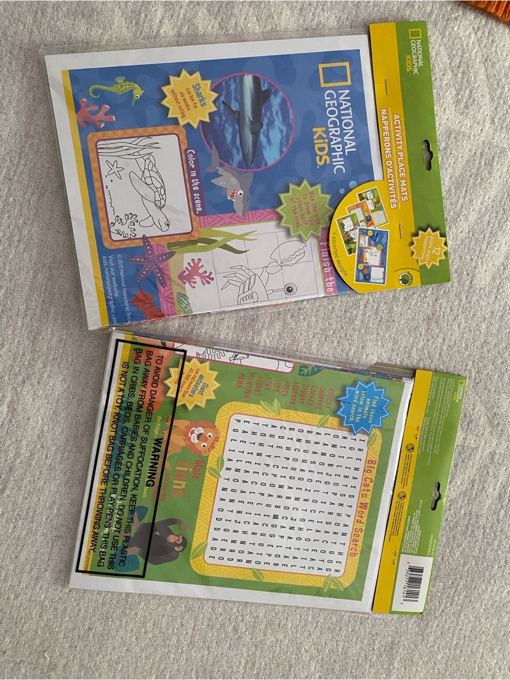 National Geographic Kids Blue and Yellow Ocean Activity Placemats